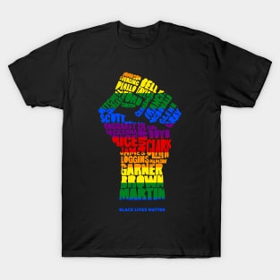 Black Lives Matter Victims Rainbow Text T-Shirt